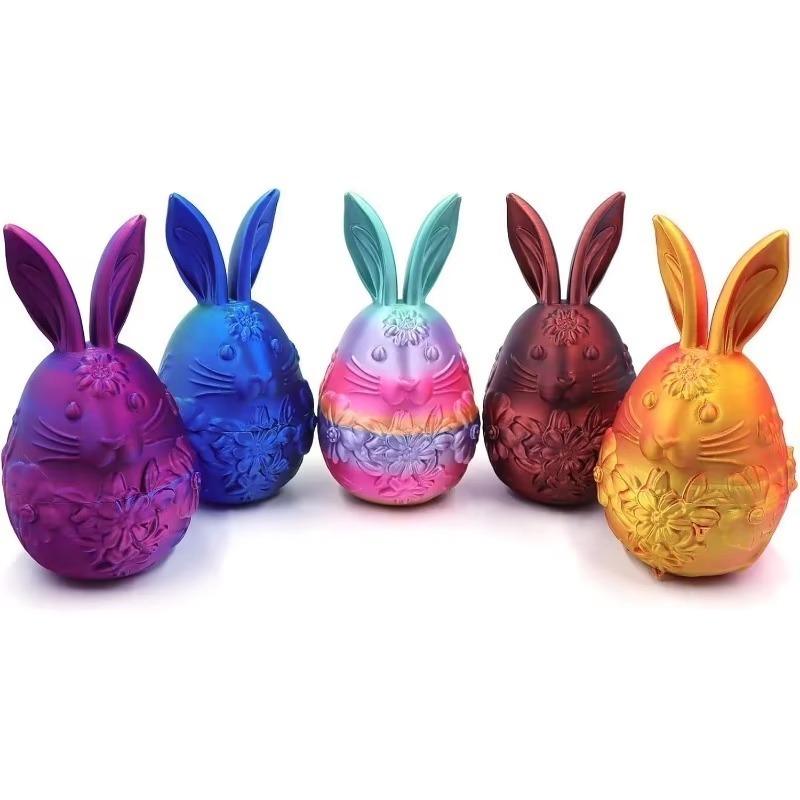 3D-gedruckte Tierfiguren 5 Stück mit Haseneiern, vorgefüllte Ostereier, Ostereierfüller Osterkorbfüller Fidget-Geschenk(mit 5 Stück 3D Tier)