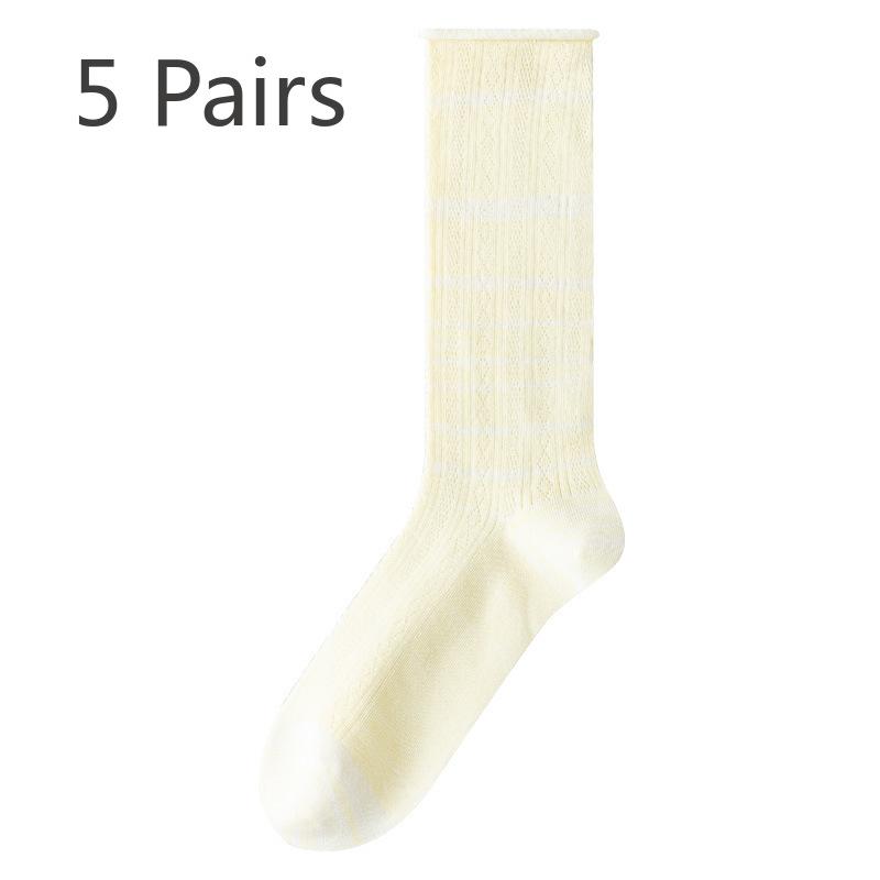 5 Pairs of Women's Summer Thin Cotton Anti Bacterial and Deodorant Stockings