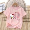 2026 Summer New Trendy Cool Childrens Tshirt Katie Cat Letter Printed Pure Cotton Round Neck Parent Child Wear Unisex