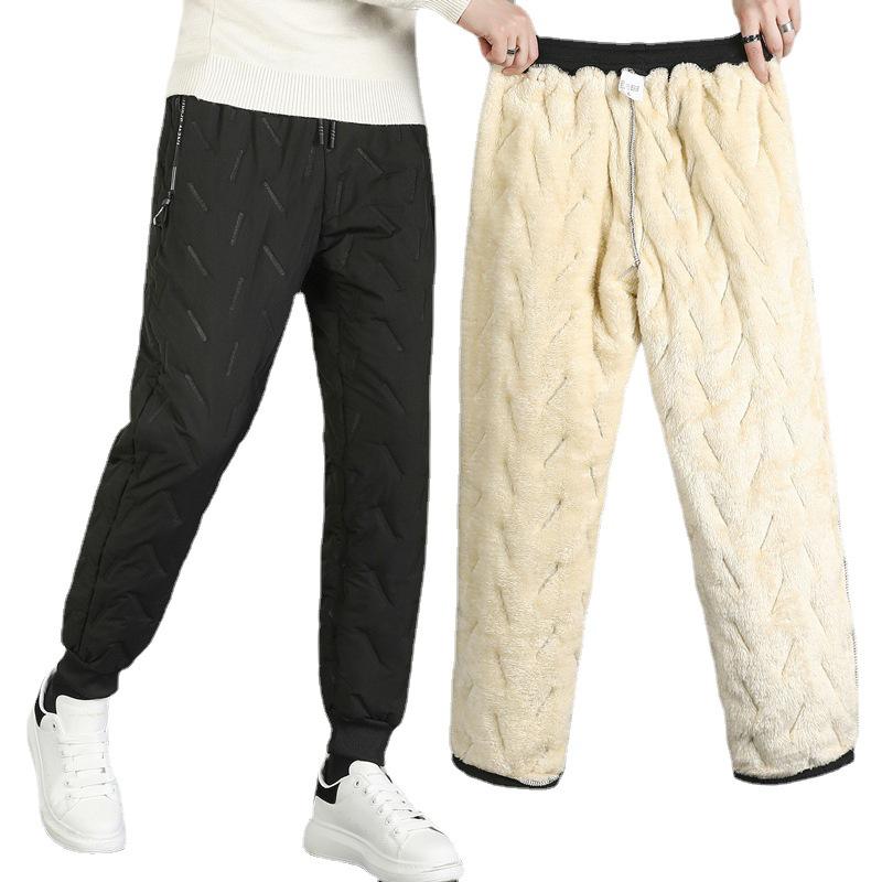 Pantaloni Sport de Exterior pentru Bărbați, de Iarnă, Impermeabili, Rezistenți la Vânt, cu Căptușeală Sherpa - Groși, Călduroși, Bumbac, Mărimi Mari Disponibile