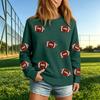 Women's Casual Neck Rugby Print Sweatshirt for Everyday Wear