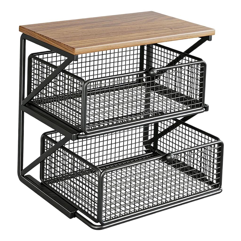 Organizer for Coffee with Drawer, Double-layered, Ideal As A Kitchen Counter Or Office.