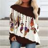 New 3D Ethnic Tribal Style Printed Round Neck Women's T-shirt Long-sleeved Bottoming Shirt Casual Loose Top Breathable Pullover