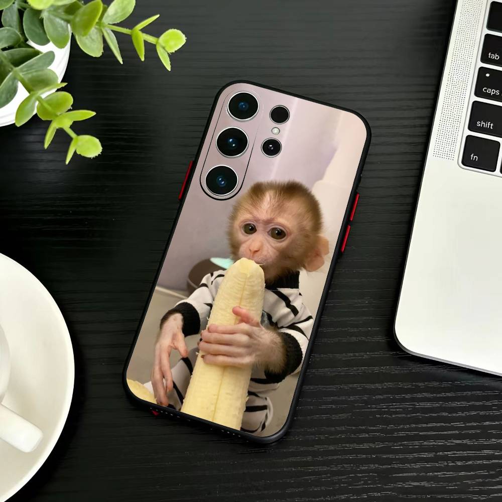 Cute Funny Monkey Phone Case For Samsung S26,S25,S24,S23,S22,S21,S20,Plus,Fe,Lite,Others Black Cover
