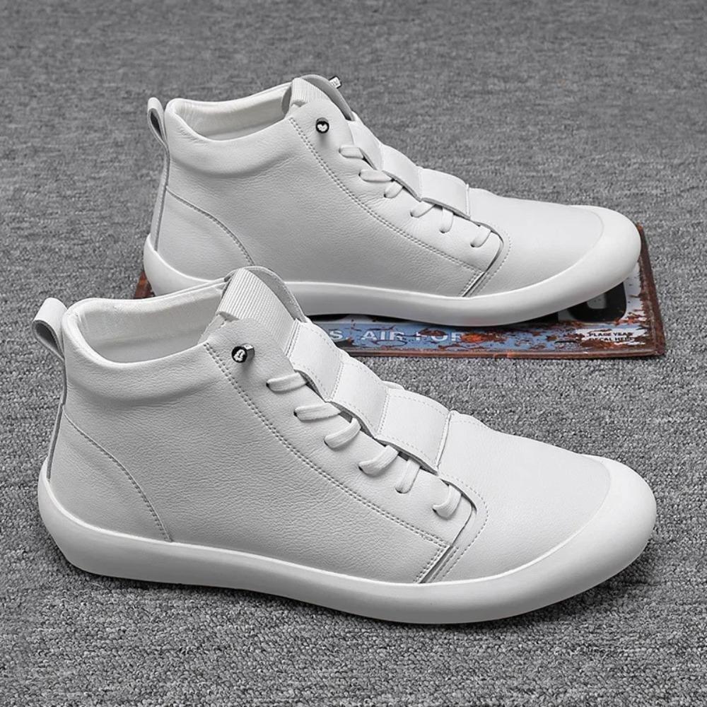 Flat Mens Shoes New Spring Autumn Trend Sports Casual Leather High Top Shoe Men Leather Original Ankle Boots Para Hombre