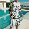 Men's New Animal Printed Breathable Round Neck T-shirt Shorts Set Outdoor Casual Two-piece Set