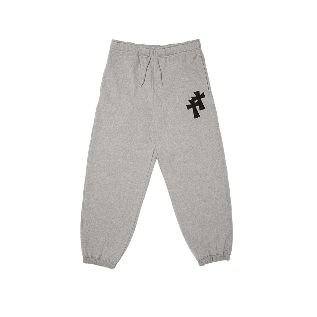 FRAME OFF Double-Fleece Applique Sweat Jogger Pants_Gray