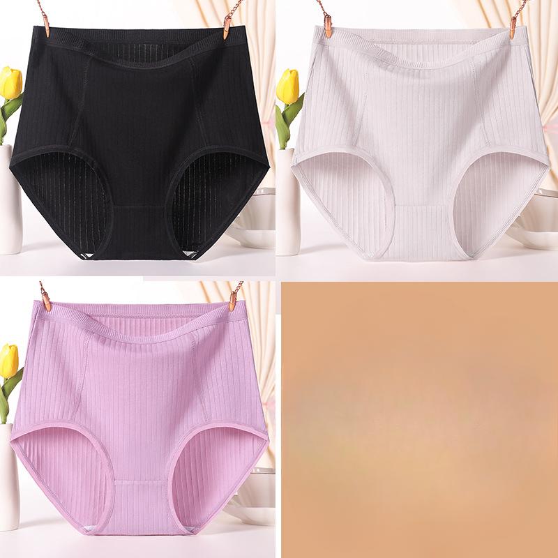 Plus Size Women's Red Middle Aged Mom Cotton High Waisted Panties