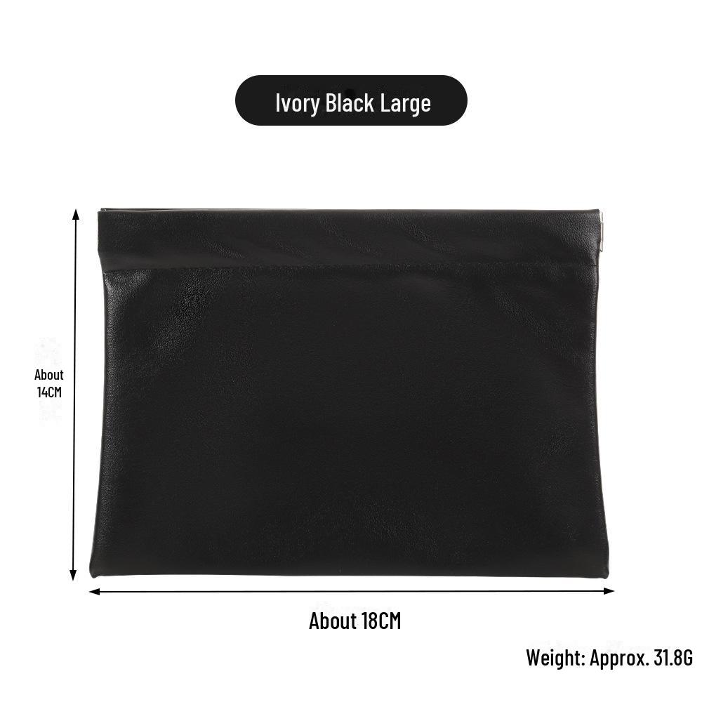 Auto-Close PU Leather Cosmetic Bag for Travel - Holds Lipstick, Earphones, Chargers, and Cables.