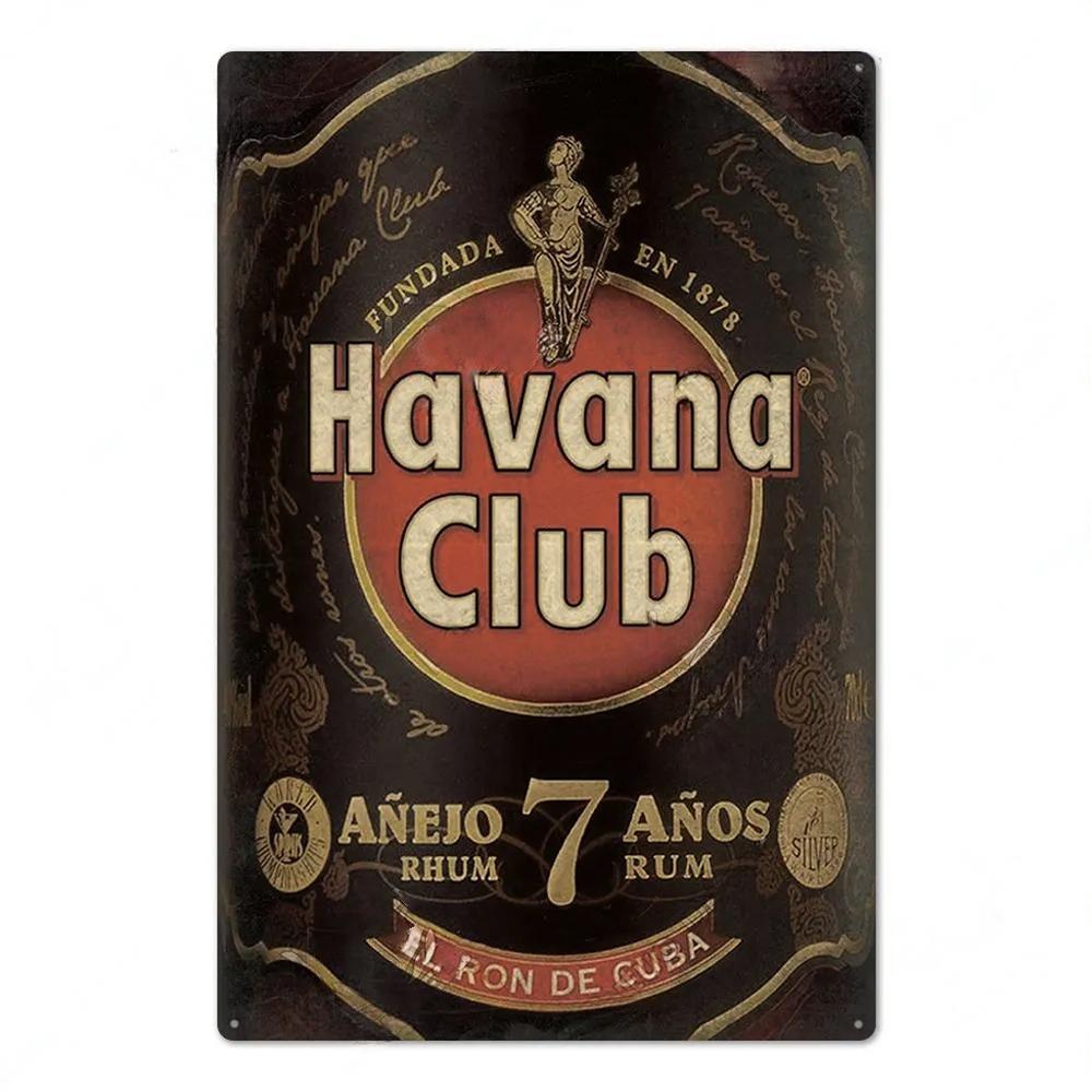 Havana Rum Vintage Tin Signs Metal Posters Decor Retro Plaque Stickers for Pub Club Man