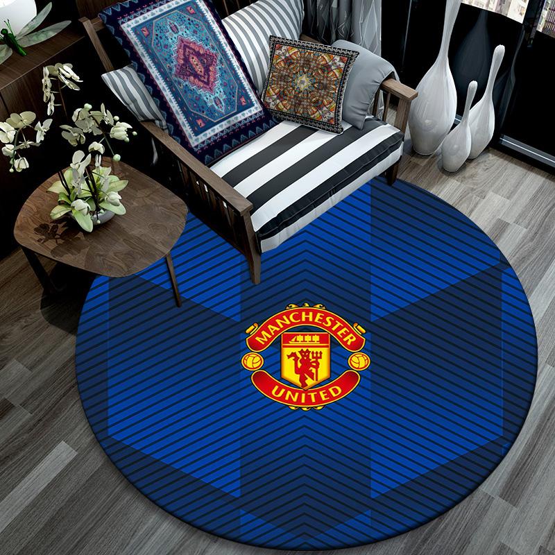 Man Utd2 Round Area Rug,Carpet Rug for Living Room Bedroom Sofa Playroom Decor,Non-slip Floor Mat