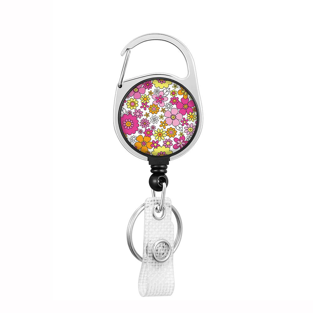 Plant Flowers Clip Lanyards ID Badge Holder Porta Credencial Lanyards Keychain Badge Reel Nurse Retractable Wholesale
