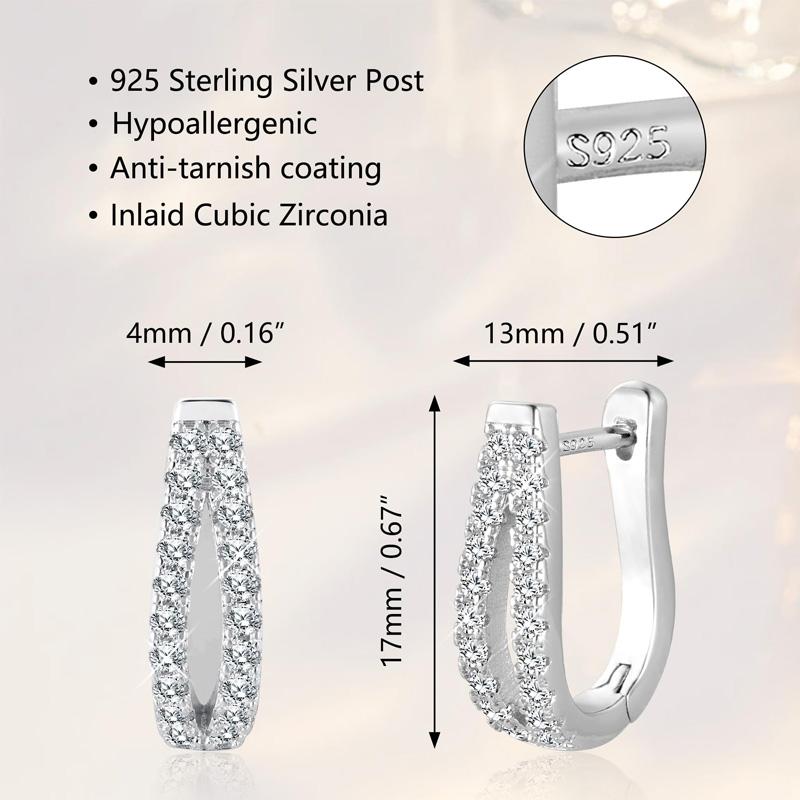925 Silver Earrings for Women Small Hoop Huggie Cubic Zirconia Hypoallergenic Lightweight Hoops Earring Jewelry Gifts