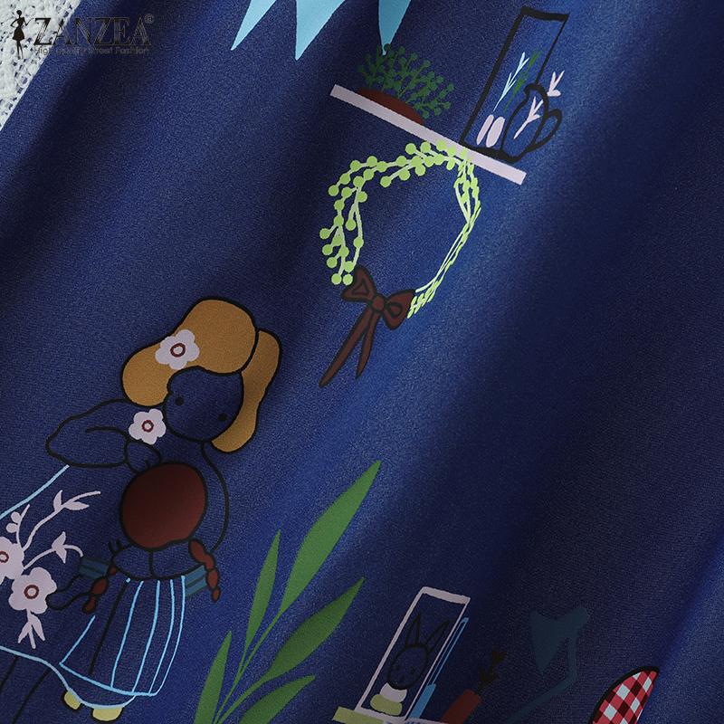 ZANZEA Women Casual Elastic Waist Loose Patchwork Floral Long Skirts