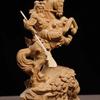 Holzschnitzerei Ein Pferd reiten Guan Gong Gott des Reichtums Statue Chinesische mythologische Figur Heimzimmer, Büro Dekorationszubehör