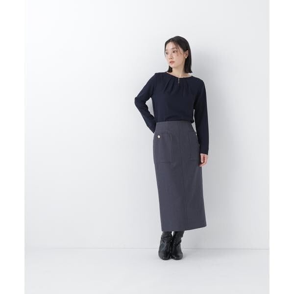 Beauty Herringbone Narrow Skirt [Natural Basic] [Charcoal/S]