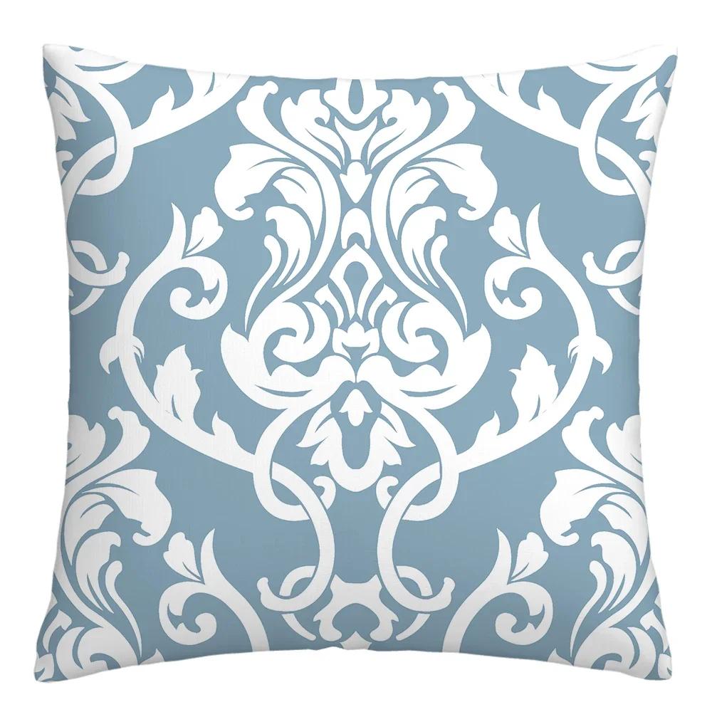 Federa cuscino geometrica lino blu lago bianco fodera cuscino divano decorazione casa può essere personalizzata per te 40x40 45x45 50x50 60x60