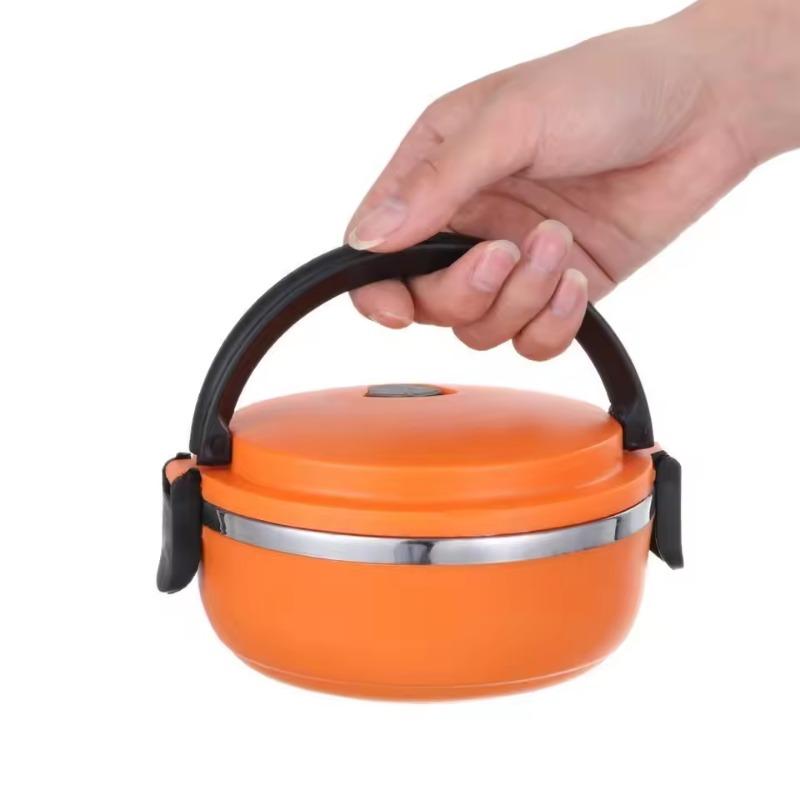 Stainless Steel Insulated Safe Food Container Round Color Random 1-layer Portable