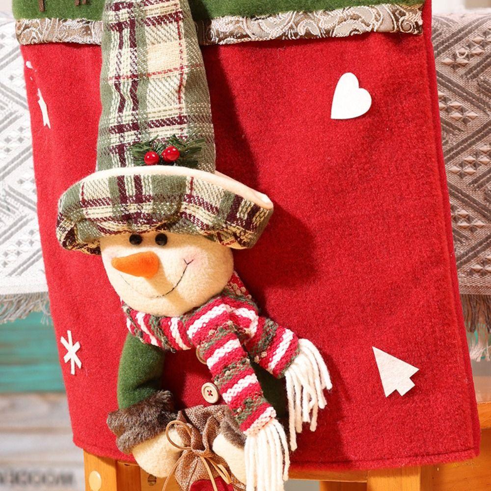 Santa Claus Snowman Elk Christmas Table and Chair Set Removable Seat Cover  Scene Layout