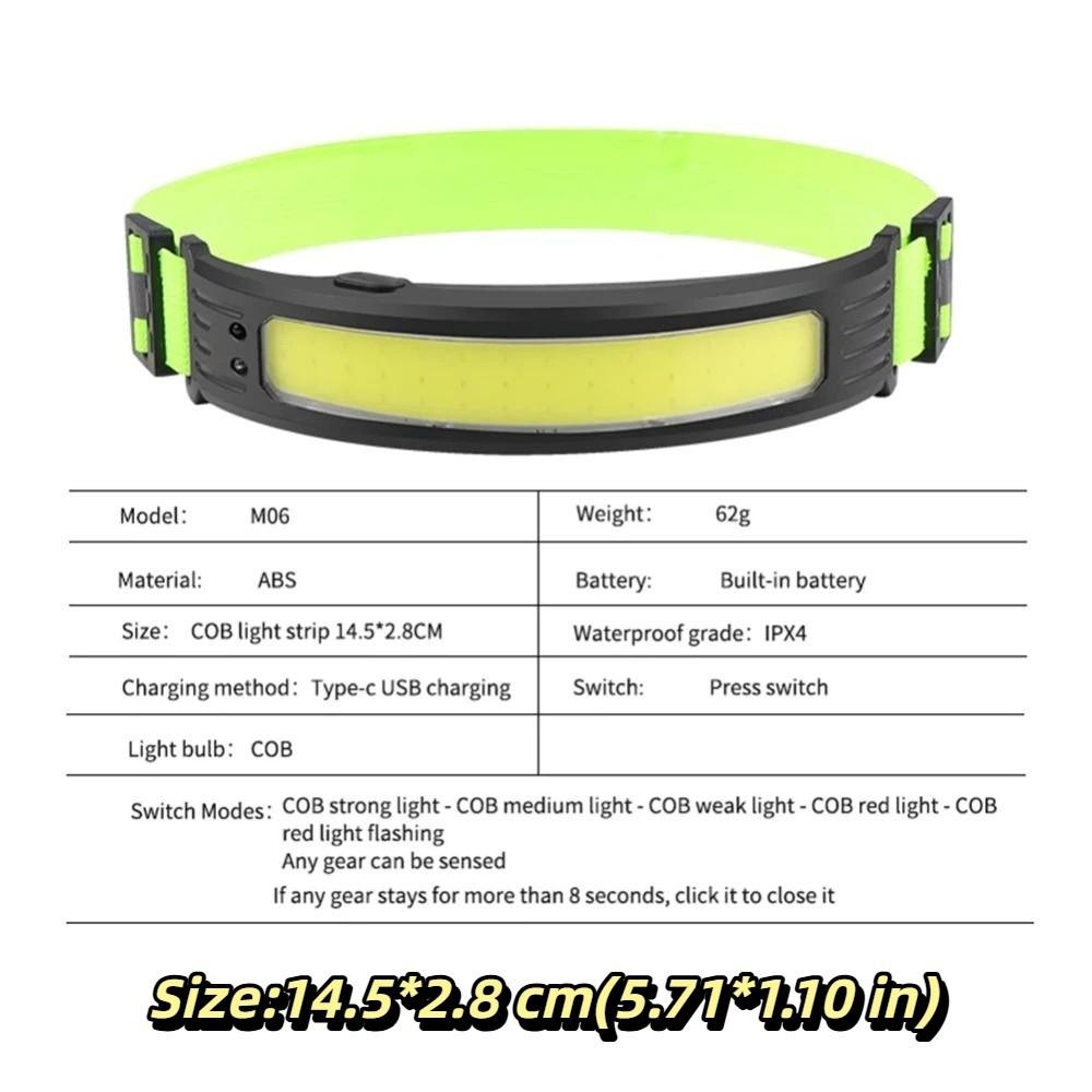 6 Lighting Modes COB LED Headlamp Waterproof USB Rechargeable Head Lamp Sensor Headlight Fishing