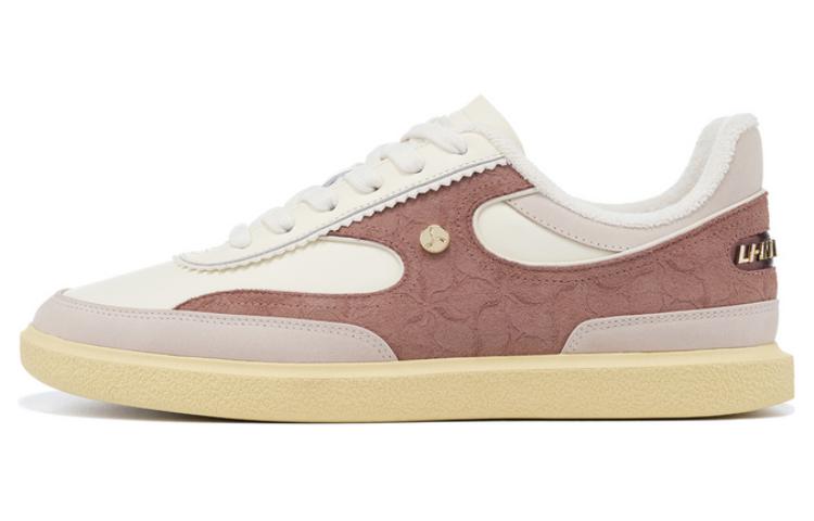 LI NING 1990 Cloud Nichang Abrasion Resistant Low top Skateboard Shoes Women s Light Ancient Yellow Cinnamon Brown ALHT088-3 39