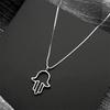 Luxury 925 Sterling Silver Hollow Hamsa Hand CZ Pendant Necklace for Women Simple Hand of Fatima Islamic Clavicle Chain Jewelry