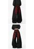 Red Dragon Embroidered Curved Blade Denim Pants: Unisex Wide-Leg, Slight Flare, Long Workwear Style.