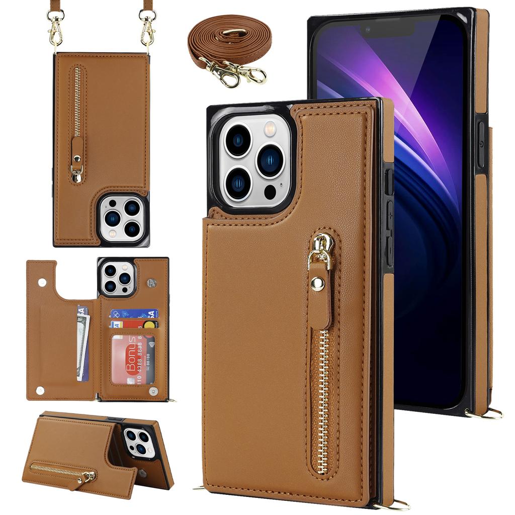 Luxusní Crossbody Strap Lanyard Magnetický Zip Flip Wallet Kožené pouzdro pro iPhone 15 14 Plus 13 12 11 Pro Max pro Samsung S23 S22 S21 S20 Ultra Plus