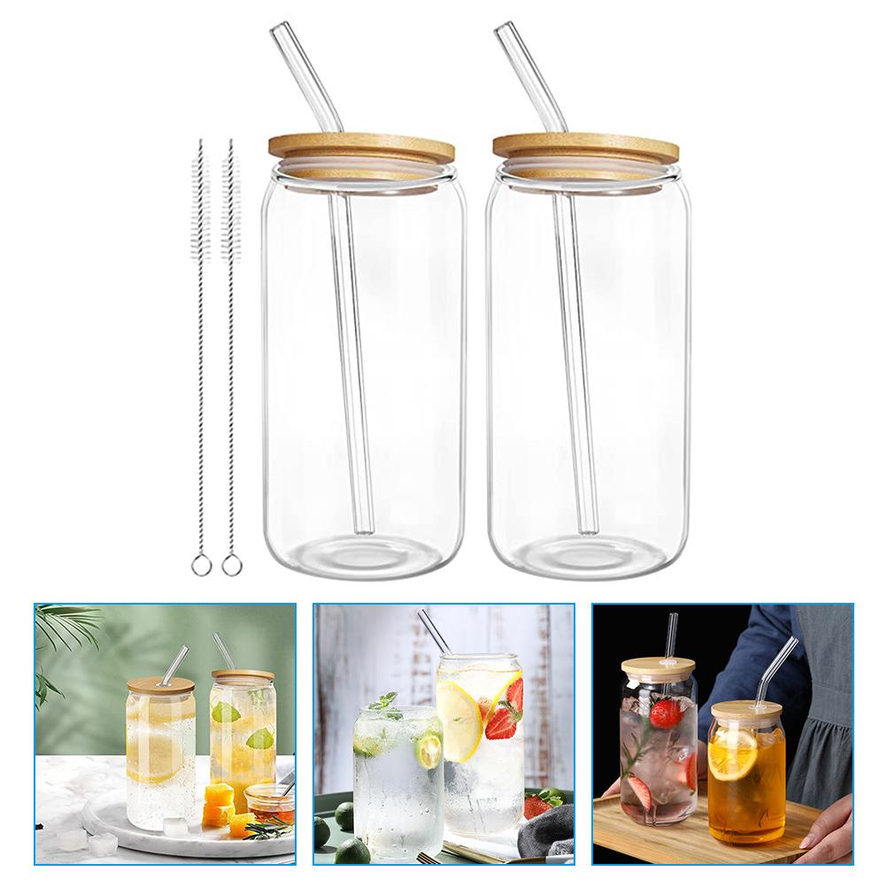 2 Sets Water Cup Espresso Clear Design Glass Juice Iced Tea Coffee Mug Beverage Covered