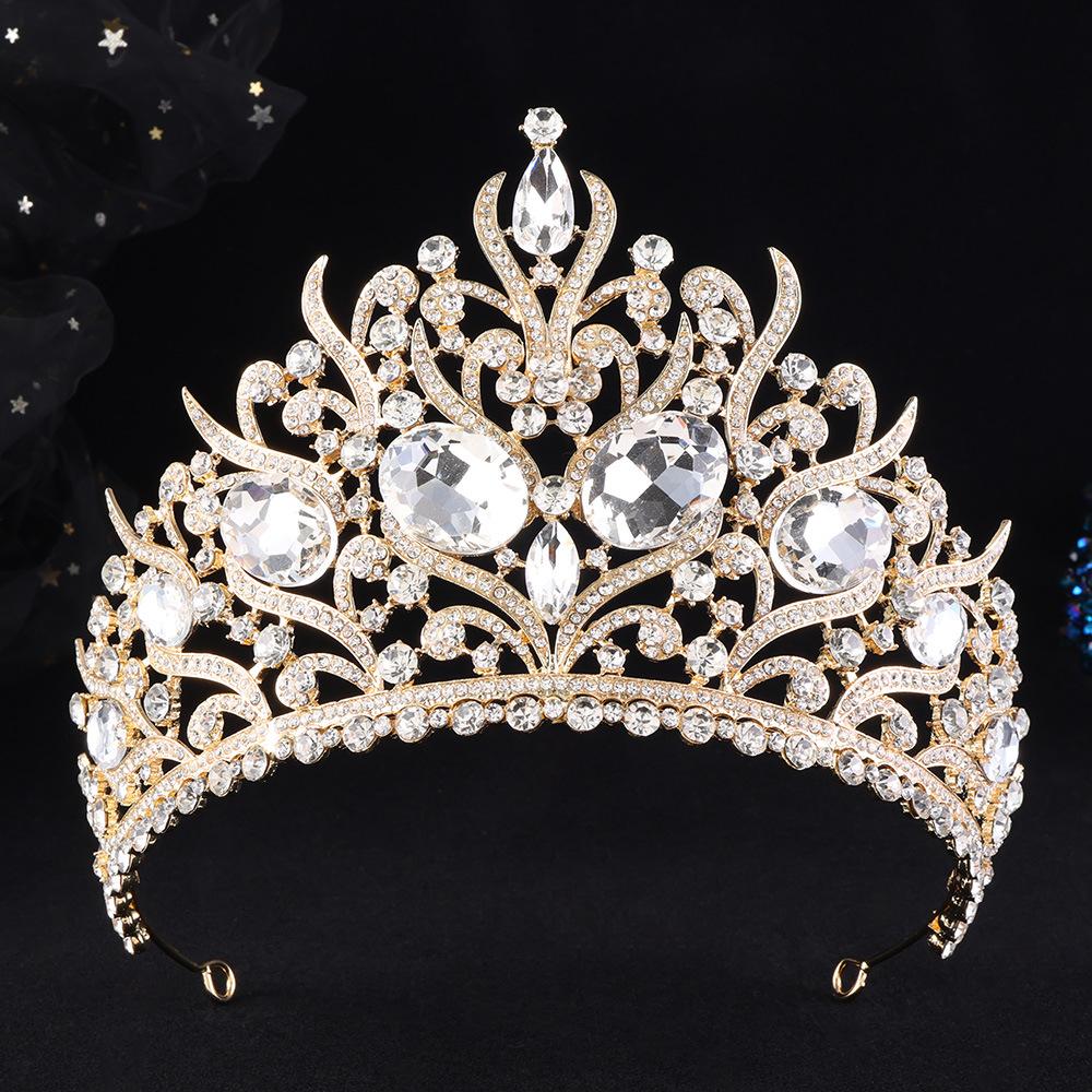 DIEZI 7 Colors Vintage Baroque Luxury Rhinestone Crystal Tiara Women Wedding Party Elegant Bridal Bride Crown Hair Accessories