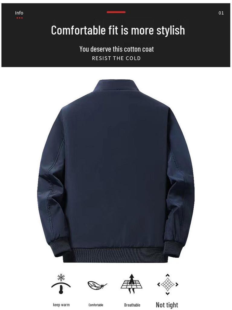 Dad's New Autumn/Winter Cotton Padded Stand-Up Collar Jacket for Middle-Aged & Elderly Men