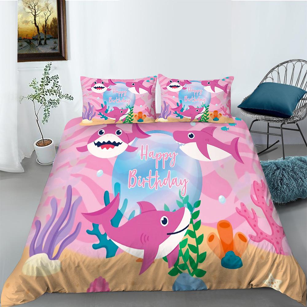 Bedding Two Or Three-Piece Set Cartoon Marine Animal Series Digital Printing Polyester