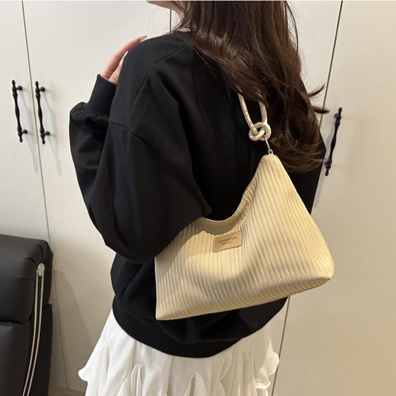 Large Capacity PU Leather Women Shoulder Bag Fashion Lightweight Striped Pattern Stylish Solid Color Crossbody Bag KTB