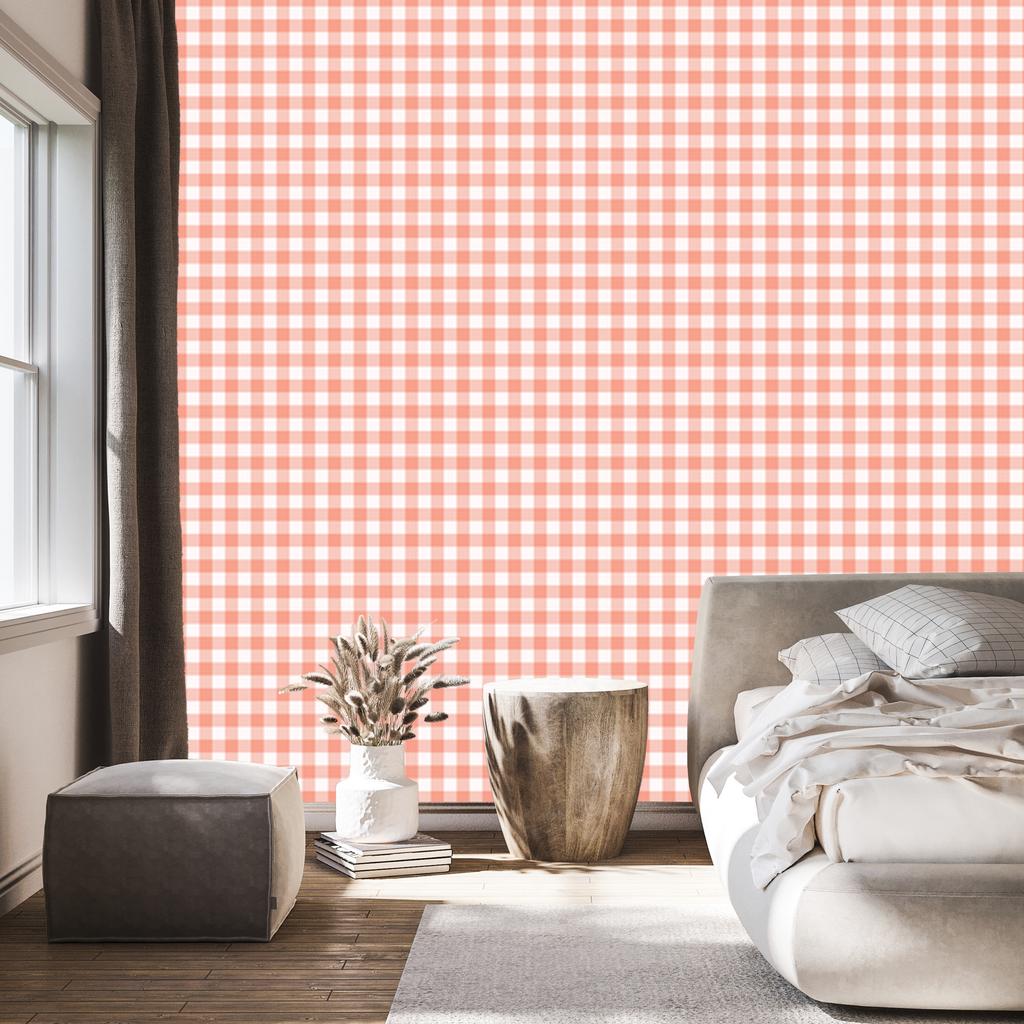 Wallpaper Fabric Pattern Fine Detail, Coral for Living Room and Bedroom 50x1000