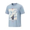 Basketball Series Letter Print Pattern Breathable Versatile Short Sleeve T-Shirt Men Tops Cyan-Gray-Blue AHSV401-2