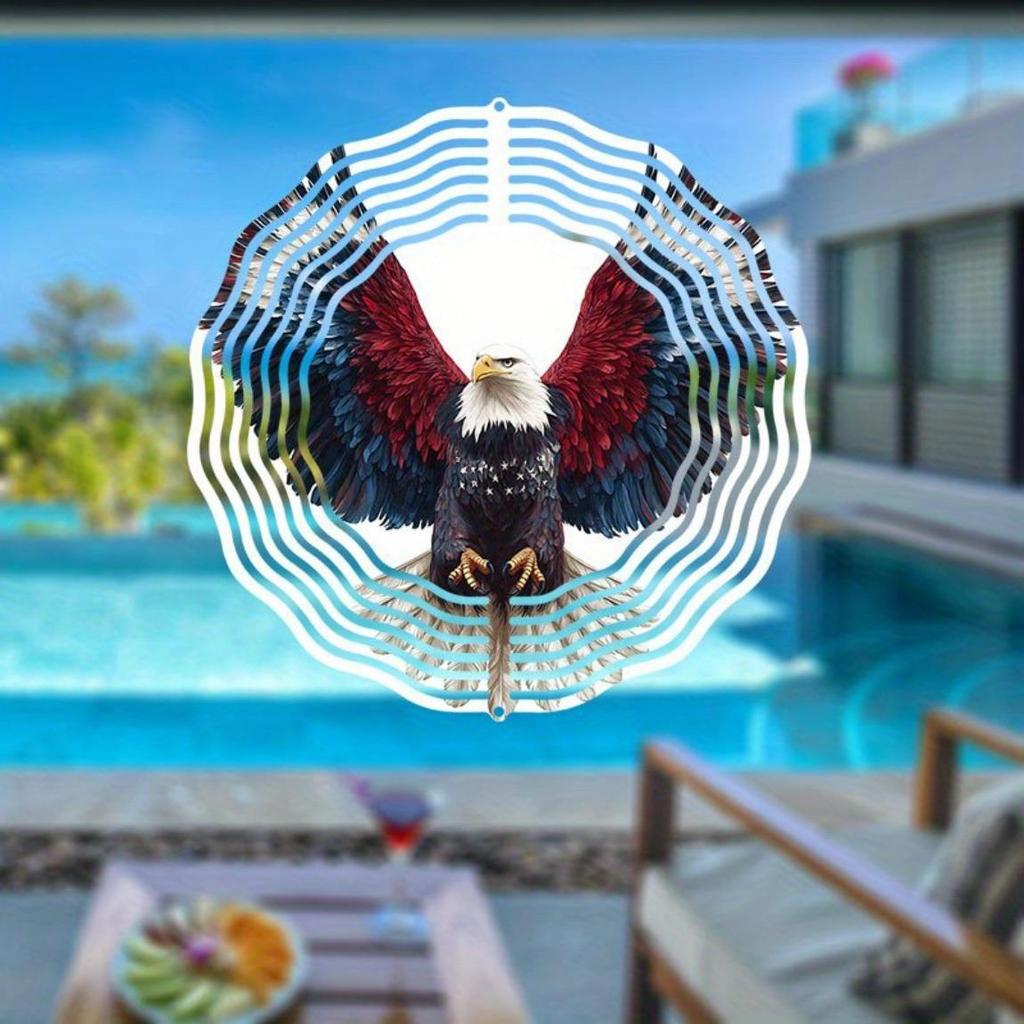Amerikanische Flagge Adler Design Gartendeko – Klassische sich drehende Windmühle mit rotierendem Windspiel für Außenhof & Terrasse