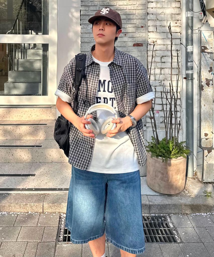 Seupao Roll-Up Short Sleeve Check Shirt_Spycg25C06 (A Type)
