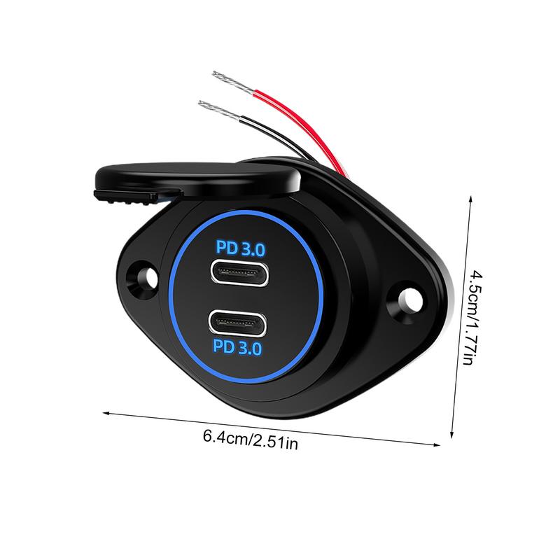 Fast Charging Car Socket 2-Port 12V/24V USB Charger Socket For Bus Plug And Play Road Trip Must-Have Charging Socket For