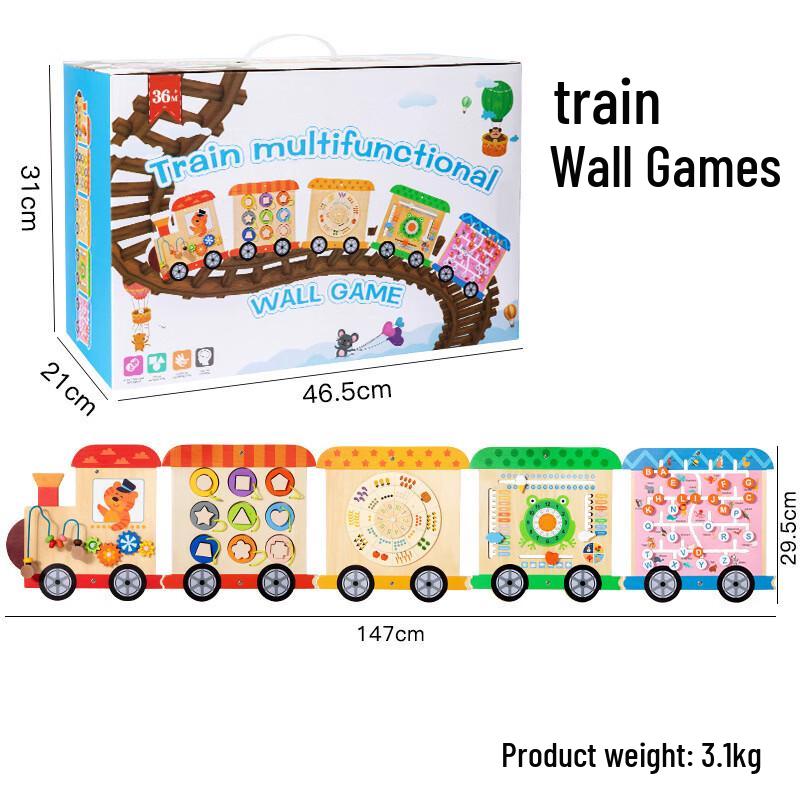 Kids Wooden Magnetic Train Wall Activity Board