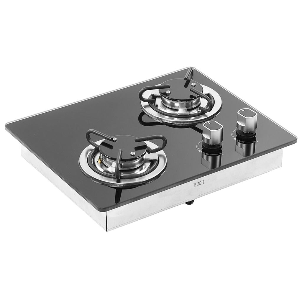 RV Gas Stove 2 Burners 1.8Kw Power Tempered Glass Panel Easy to Clean Gas Cook Top for Boat Caravan 