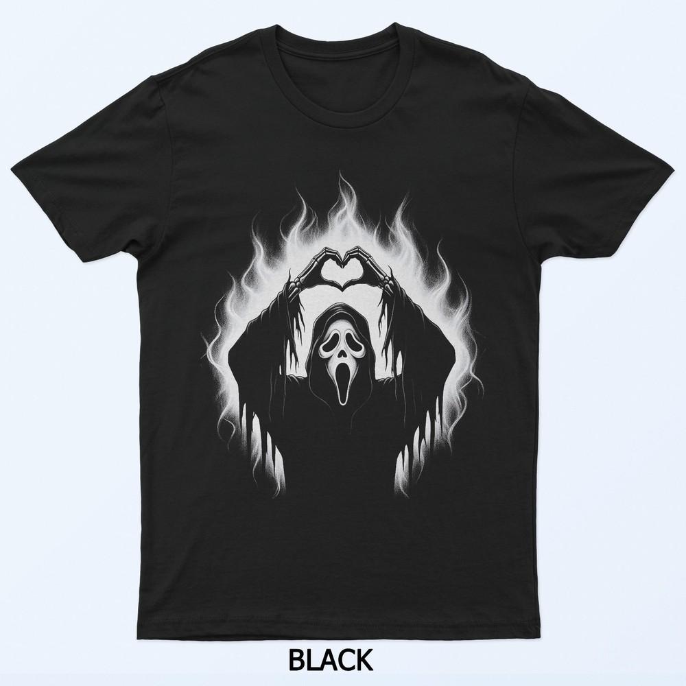 

Halloween Scary Face Horror Creepy Ghost Heart Hands Spooky T-Shirt S