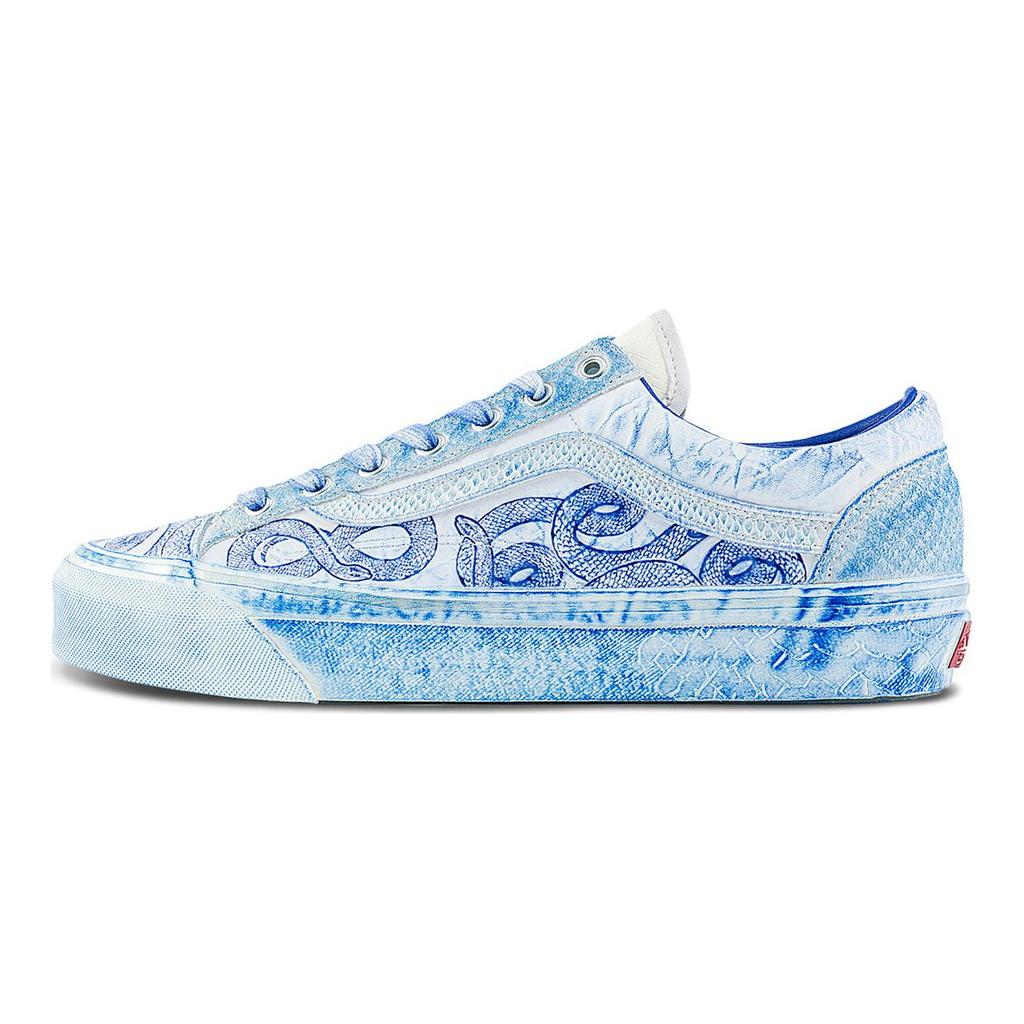 Vans LX Old Skool 36 Rok Hada Pohodlné Skate boty s nízkým svrškem Unisex tenisky Bílá Modrá VN000D57CDA