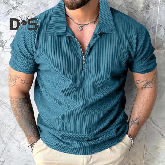 Pánské tričko s krátkým rukávem a zipem, jednobarevné, volné, s krátkým rukávem, pro golf, streetwear, pláž, cestování