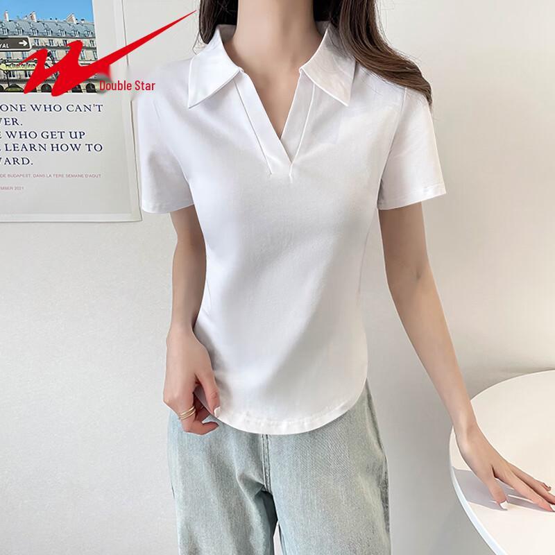 Shuangxing Women's Slim Fit Polo T-Shirt