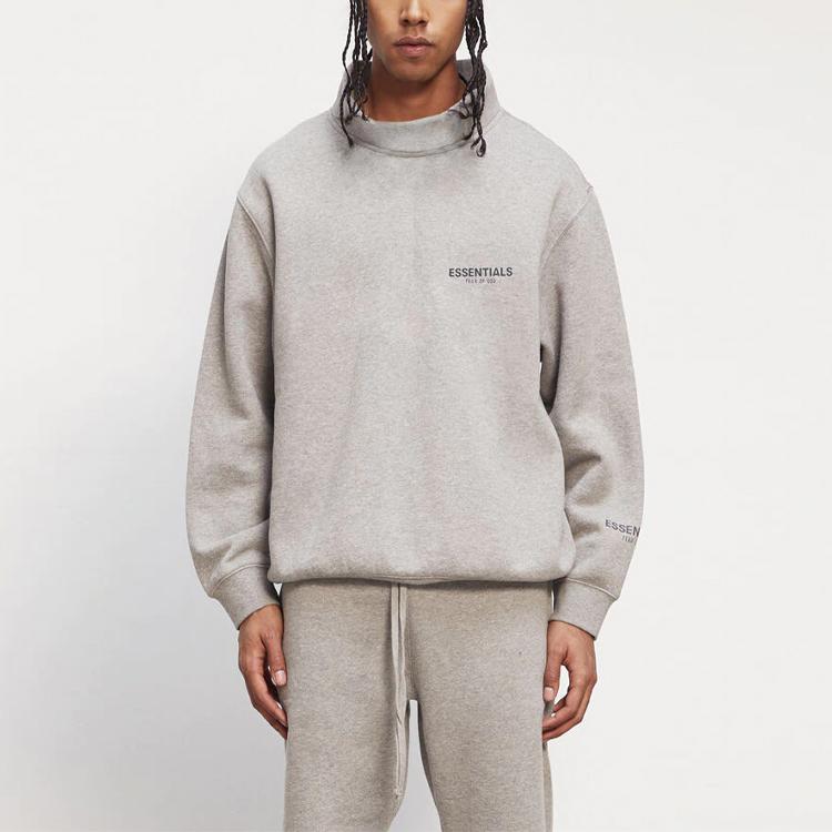 Fear Of God Essentials FW20 Mock Neck Sweatshirt Heather Oatmeal Unisex Sweatshirt 0192250500230260