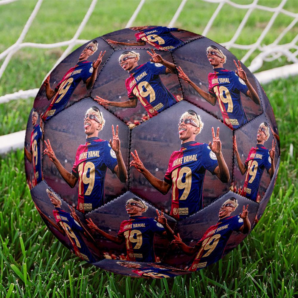 Yamal Size 5 Soccer Ball Machine-Stitched Indoor/Outdoor Universal Football Perfect Commemorative Gift for Soccer Lovers