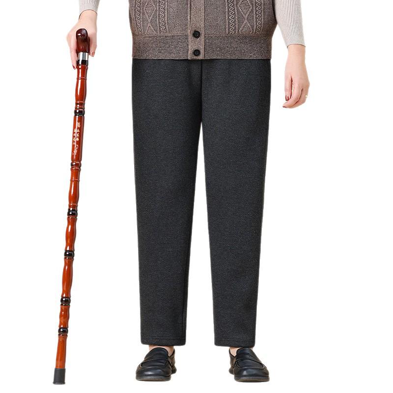 High-Waisted Fleece-Lined Women's Winter Pants - Straight Leg, Elastic, Casual, for Middle-Aged & Elderly 