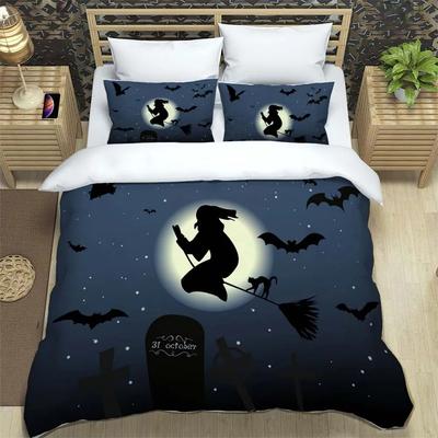Halloween personalisierte bedruckte Polyesterbettwäsche weich und bequem Komplette Größe Anpassbare Bettdecken-Bettwäschesets
