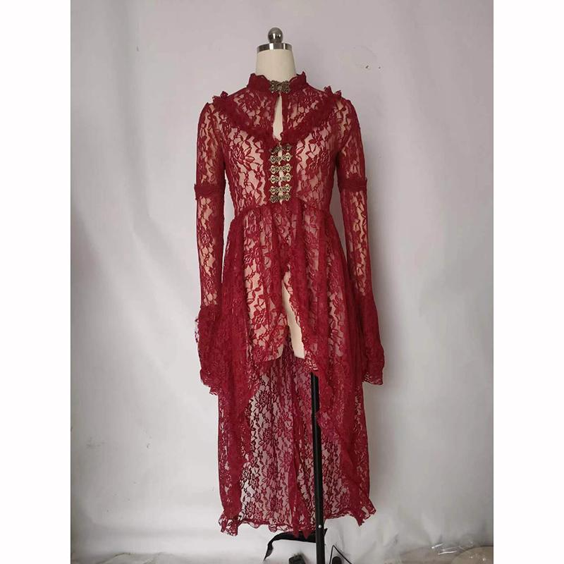 Vintage Halloween Medieval Renaissance Cosplay Costumes Dress Women Gothic Lace Bandage Black Fancy Maxi Vestidos