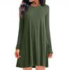 Women's Fashion Casual Solid Round Neck Pullover Loose Long Sleeve Dress
